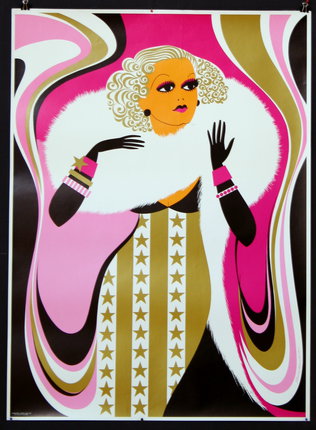 a poster of a woman with white fur