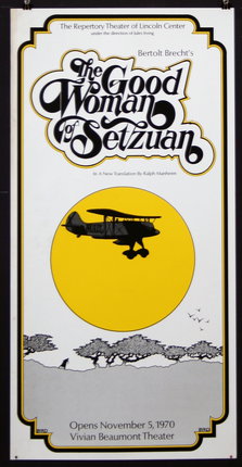 a poster with a plane and a yellow circle