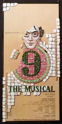 a poster with a mosaic of a man