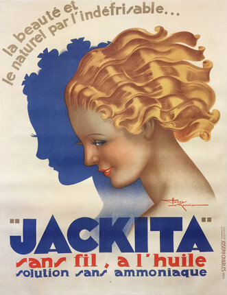 a poster of a woman with a blue shadow
