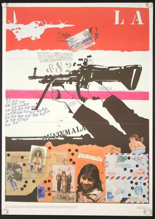 a poster with a gun and letters