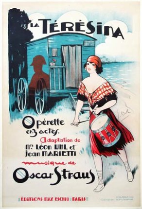 a poster of a woman holding a drum