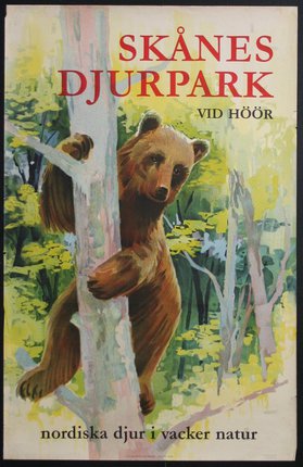 a poster of a bear climbing a tree