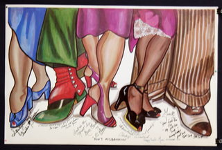 a close-up of a group of women's legs
