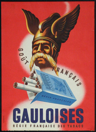 a poster with a man with a mustache and cigarettes