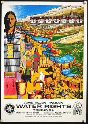 a poster of a native american water rights