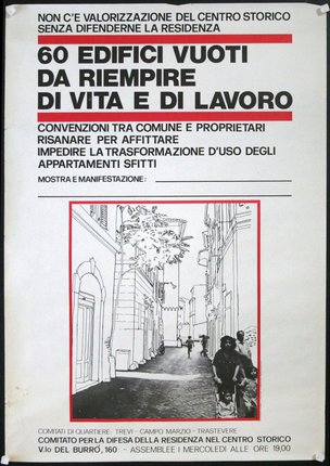 a poster with a drawing of a street