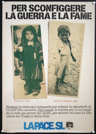 a poster with a child and a boy pointing
