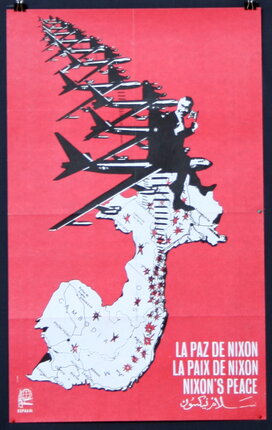 a poster of a man on a map