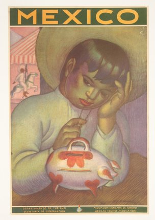 a painting of a boy holding a pot