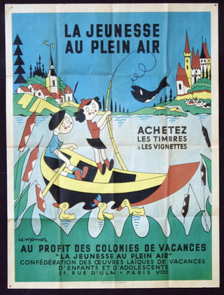 a poster of a child fishing