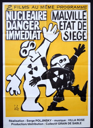 a yellow and white poster with black text