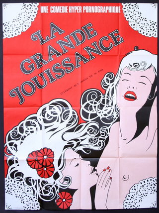 a poster of women with white hair and red and black text