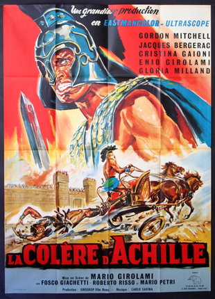 a movie poster of a man in a helmet and helmet with a horse drawn carriage