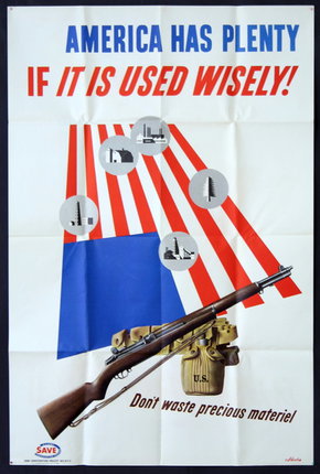 a poster of a gun and a flag