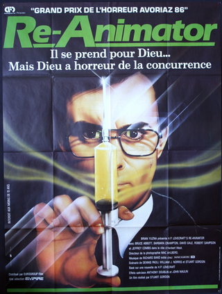 a poster of a man holding a syringe