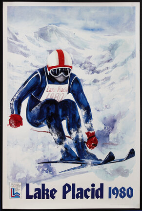 a painting of a man skiing