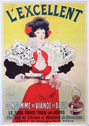 a poster of a woman holding a tray