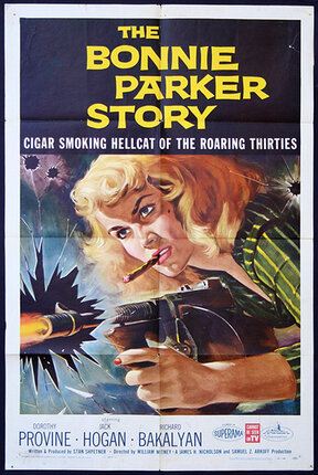 a poster of a woman smoking a gun