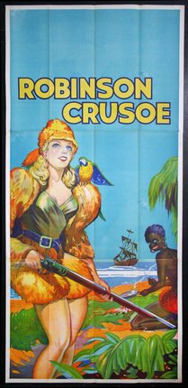 a poster of a woman with a parrot on her shoulder