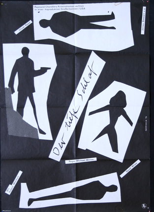 a poster with black and white images of people and text