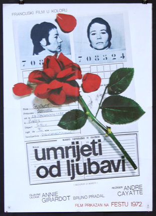 a poster with a rose and a mugshot