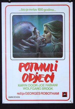 a movie poster with a woman kissing a skull