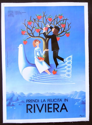 a poster of a man and woman on a tree