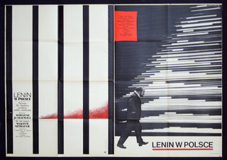 a poster of a man walking on a staircase