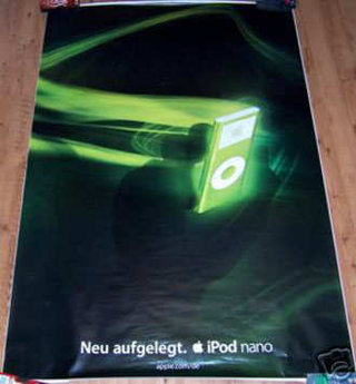 a poster of a person holding a device