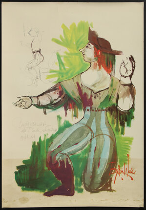 a painting of a man in a hat