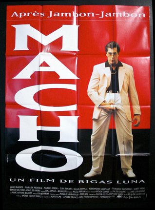 a movie poster of a man in a white suit
