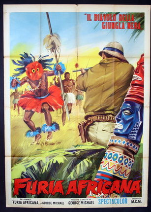 a poster of a man with a gun and a man in a garment