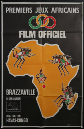 a poster with a map of africa and a logo