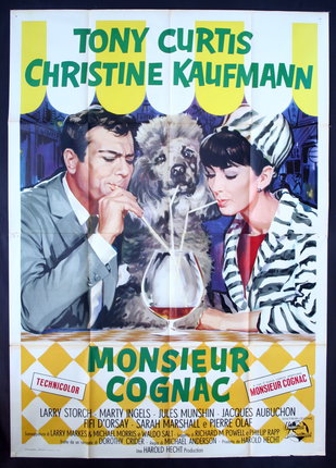 a poster of a man and a woman drinking from a glass