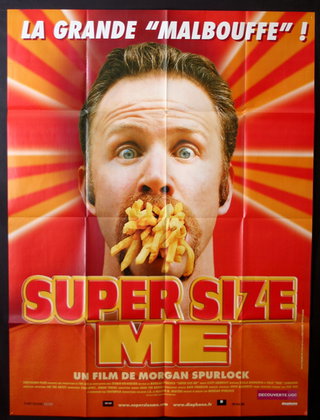 a poster of a man with a french fries in his mouth