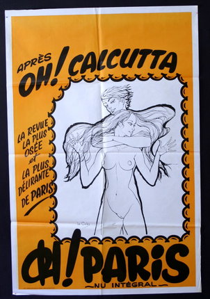 a poster with a drawing of a woman and a man