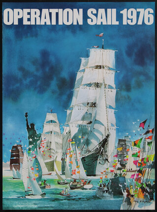 a poster of many sailboats