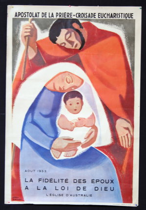 a poster of a man and woman holding a baby