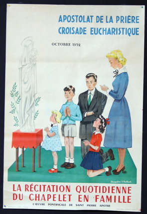 a poster of a family praying