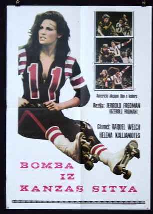 a poster of a woman on roller skates
