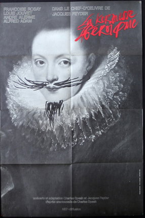 a poster of a woman with a mustache