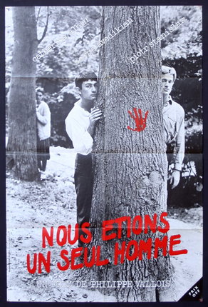 a poster of a man hugging a tree