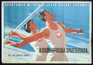 a poster of two men holding batons