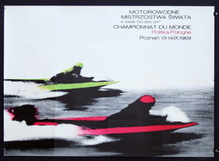 a poster of a speed boat