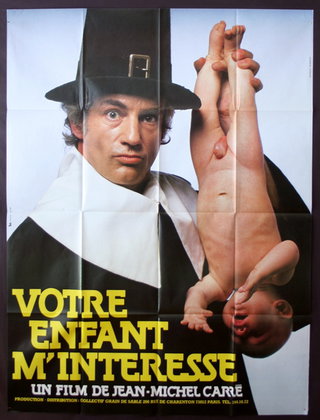 a poster of a man holding a baby