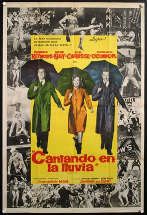 a movie poster with people holding umbrellas