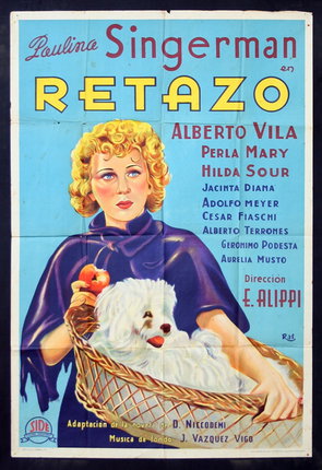 a poster of a woman holding a dog