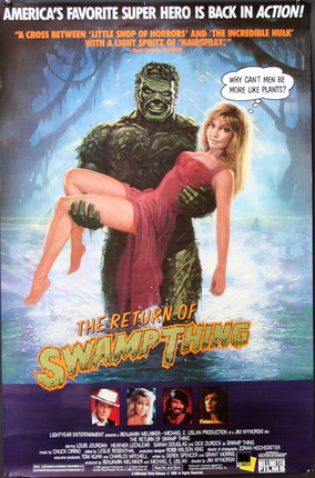 a movie poster with a woman holding a monster