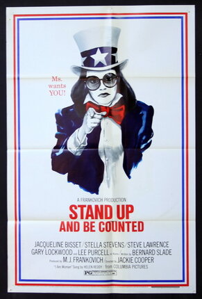 a poster of a woman pointing at a gun